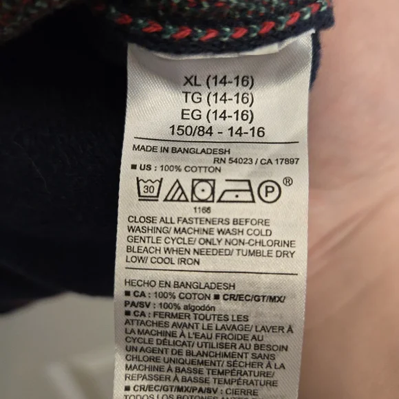 Kid's 100% Cotton Navy Cherry Sweater - Preppy, Relaxed Fit, Y2k, Gilmore Girls - Picture 4 of 5